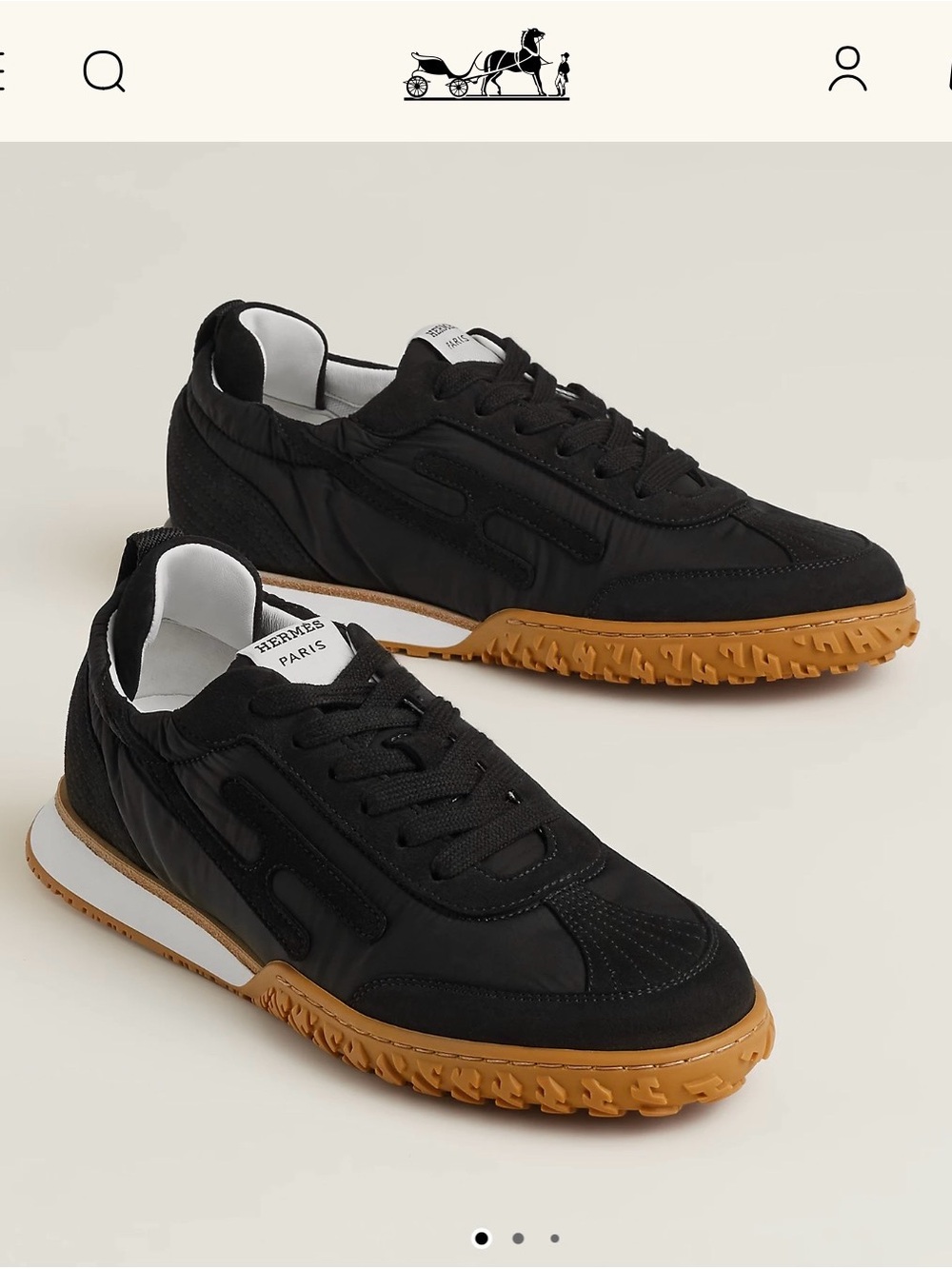 Hermes women’s Jet Sneakers size 39. Black leather and suede